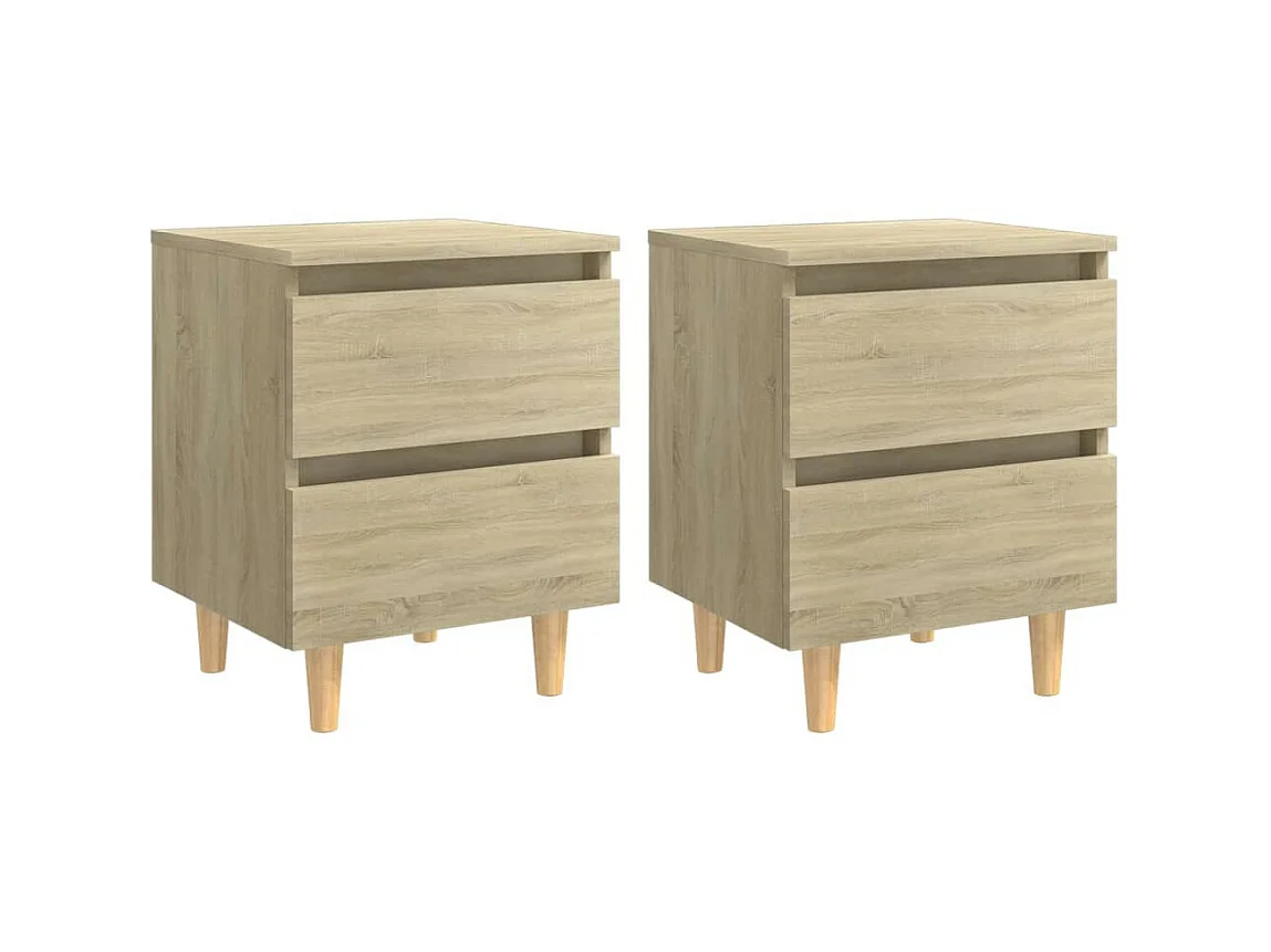 Tables de chevet pieds en pin 2 pcs Chêne sonoma 40x35x50