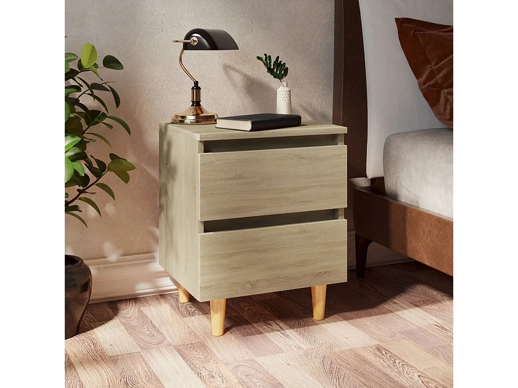 Tables de chevet pieds en pin 2 pcs Chêne sonoma 40x35x50