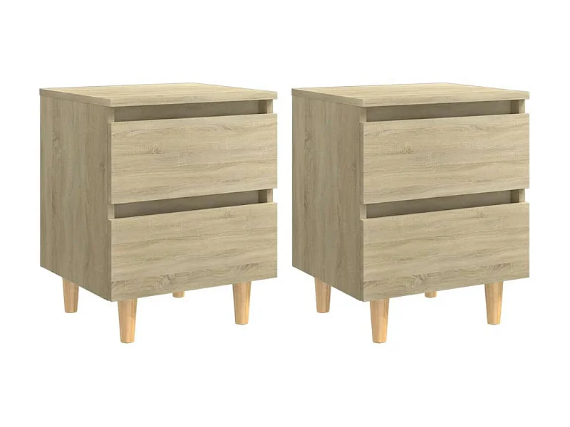Tables de chevet pieds en pin 2 pcs Chêne sonoma 40x35x50