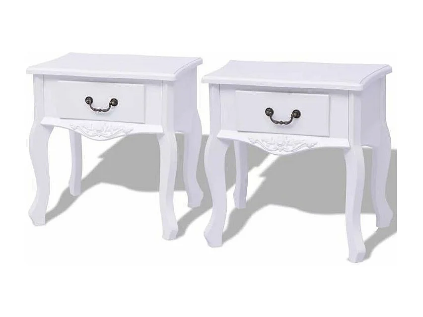 Table de chevet 1 tiroir bois blanc Chicco - Lot de 2
