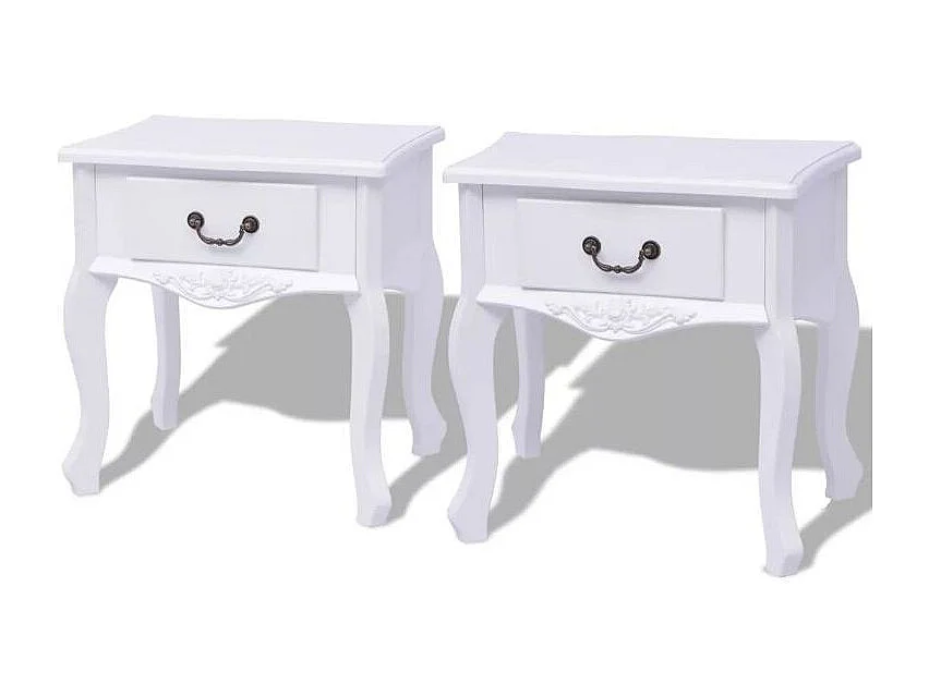 Table de chevet 1 tiroir bois blanc Chicco - Lot de 2