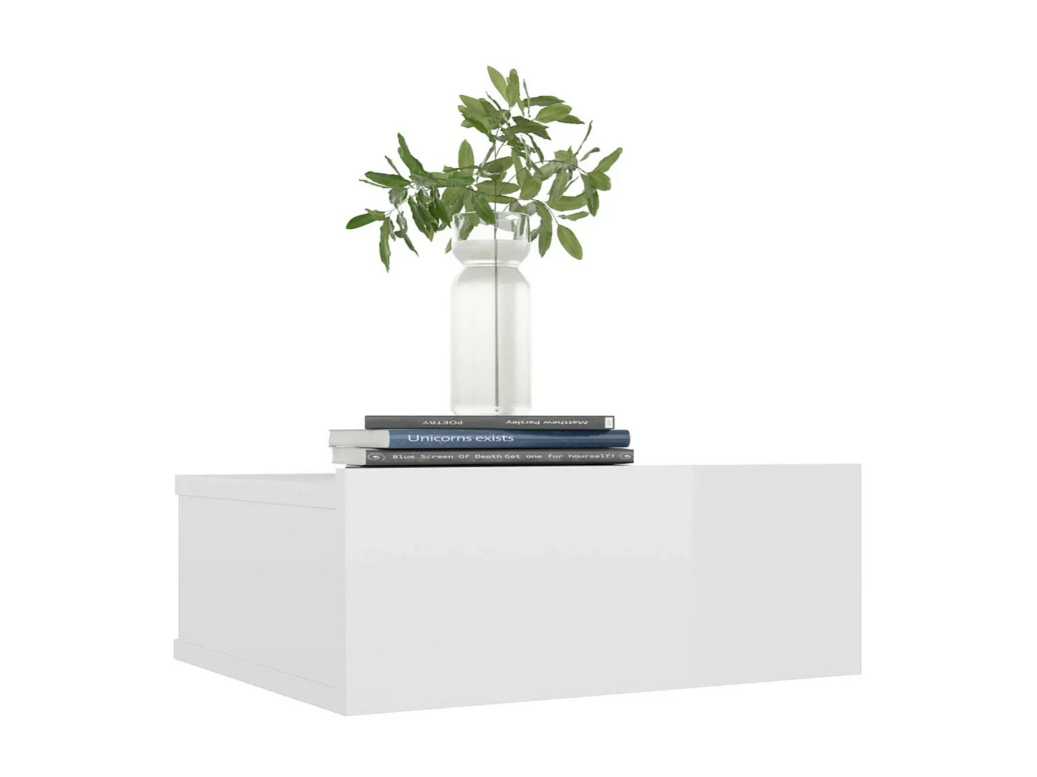 Tables de chevet flottantes 2 pcs Blanc brillant 40x30x15