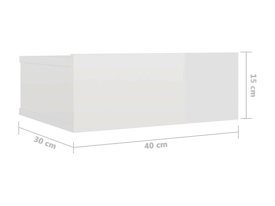 Tables de chevet flottantes 2 pcs Blanc brillant 40x30x15
