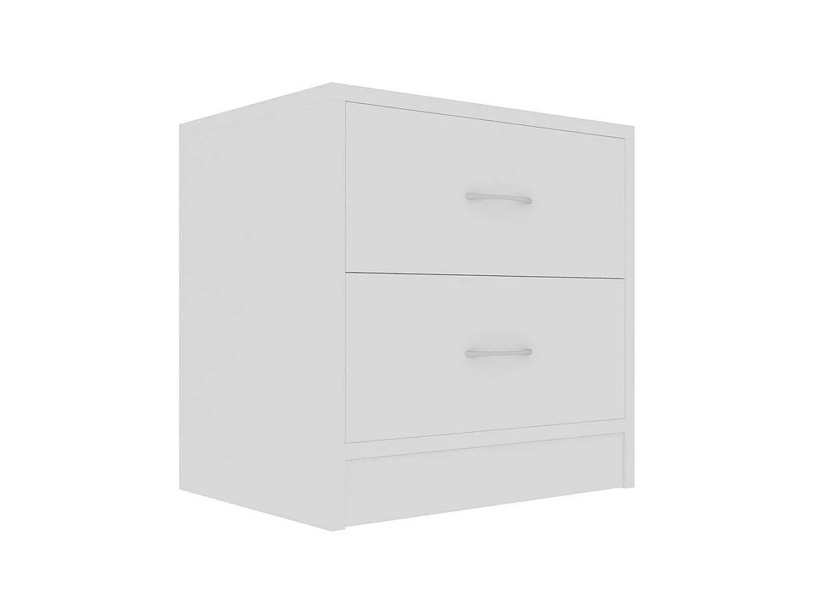 Table de chevet 2 tiroirs bois blanc Romma - Lot de 2