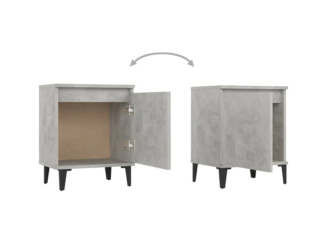 Tables de chevet pieds en métal 2 pcs Gris béton 40x30x50