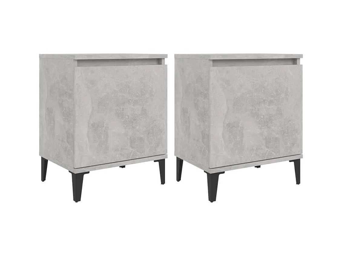 Tables de chevet pieds en métal 2 pcs Gris béton 40x30x50
