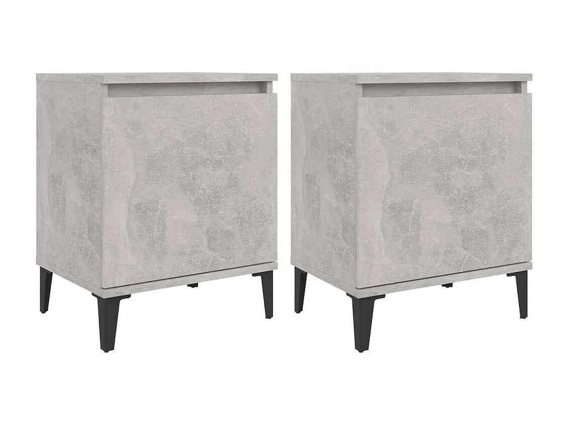 Tables de chevet pieds en métal 2 pcs Gris béton 40x30x50