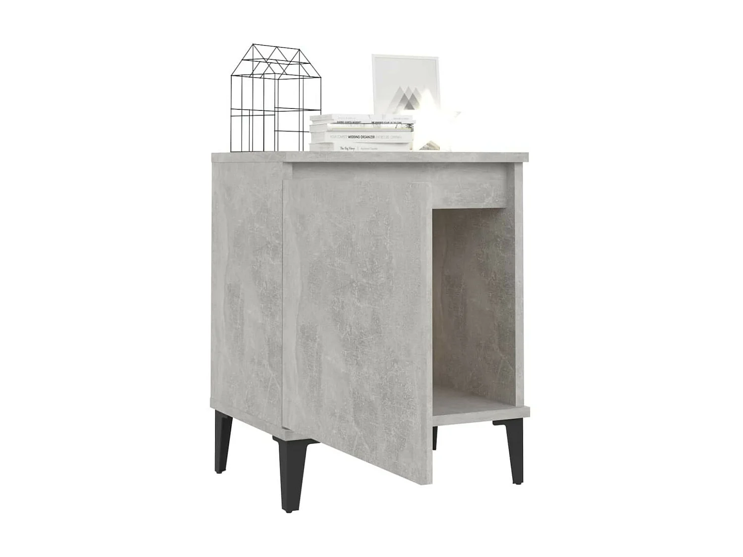 Tables de chevet pieds en métal 2 pcs Gris béton 40x30x50