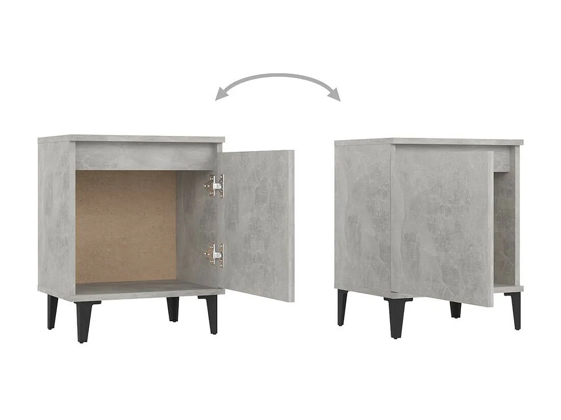Tables de chevet pieds en métal 2 pcs Gris béton 40x30x50