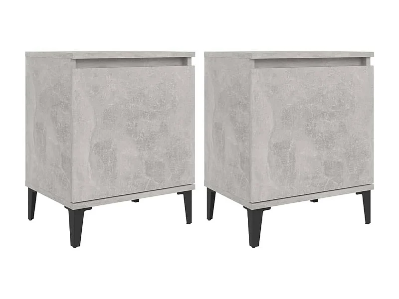 Tables de chevet pieds en métal 2 pcs Gris béton 40x30x50