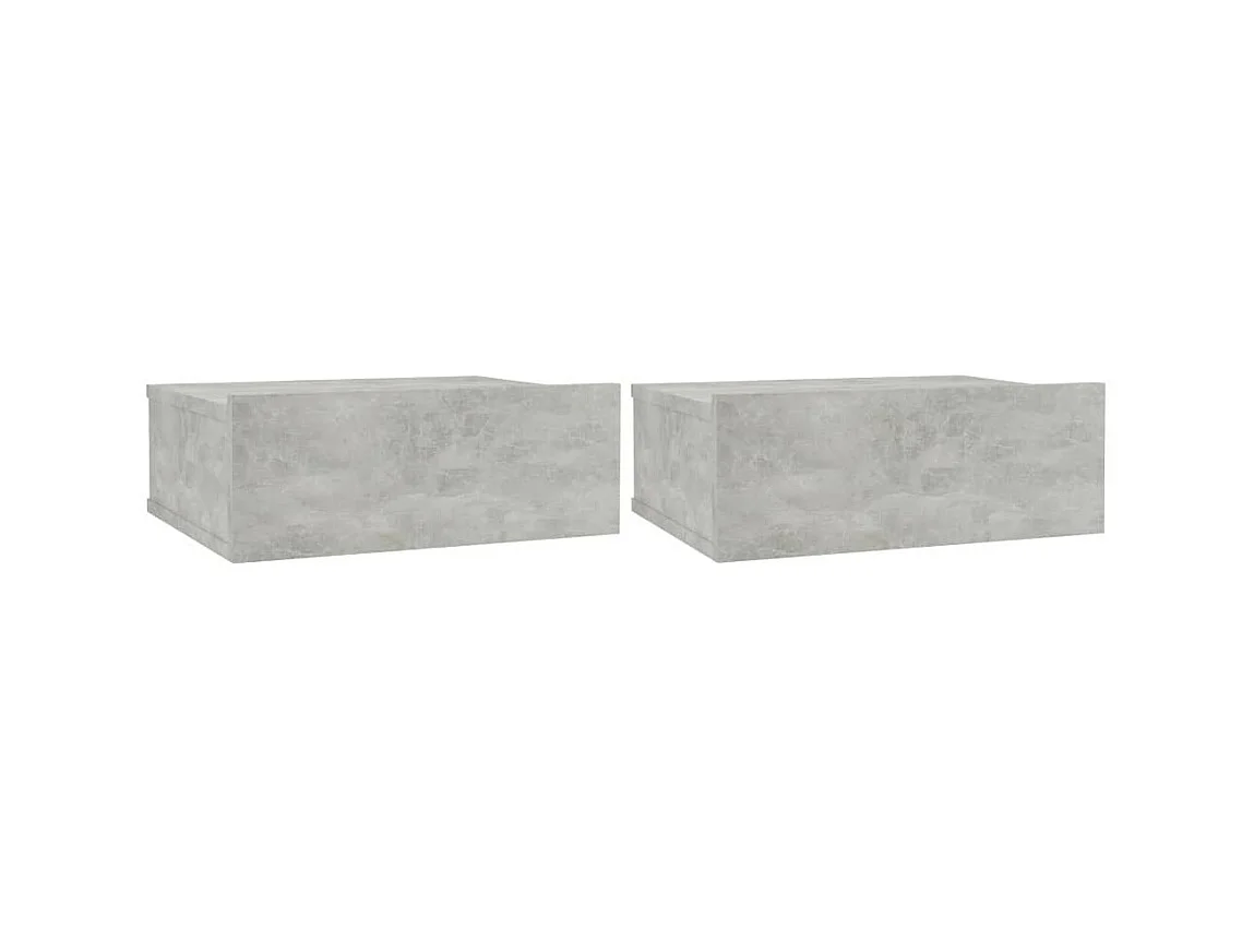 Tables de chevet flottantes 2 pcs Gris béton 40x30x15