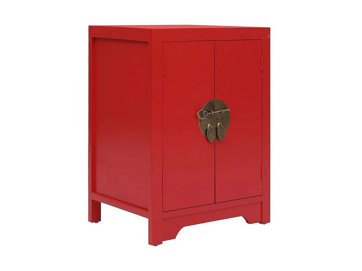 Table de chevet 2 portes paulownia massif rouge Firae
