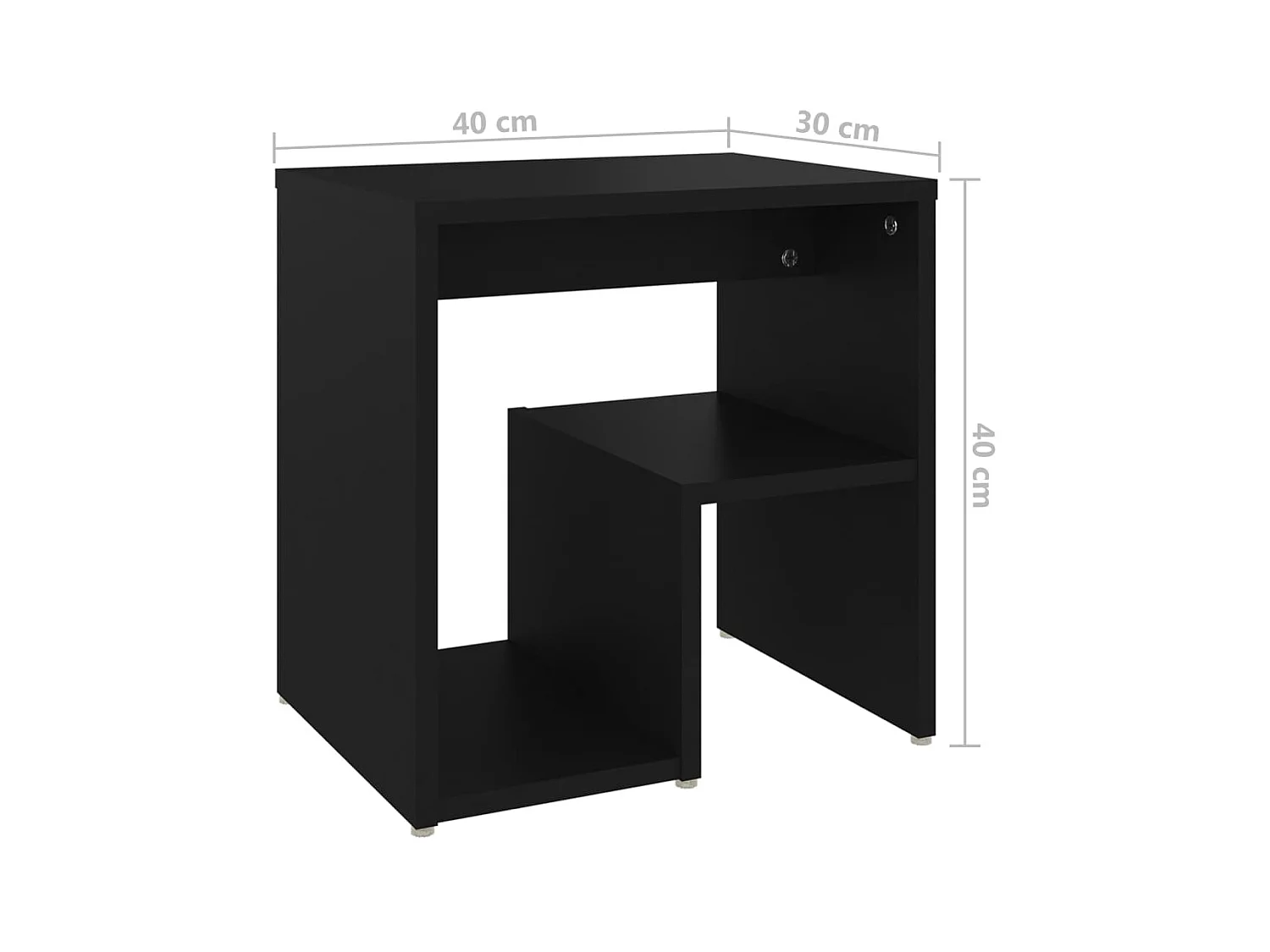 Mesitas de noche 2 uds madera contrachapada negro 40x30x40 cm