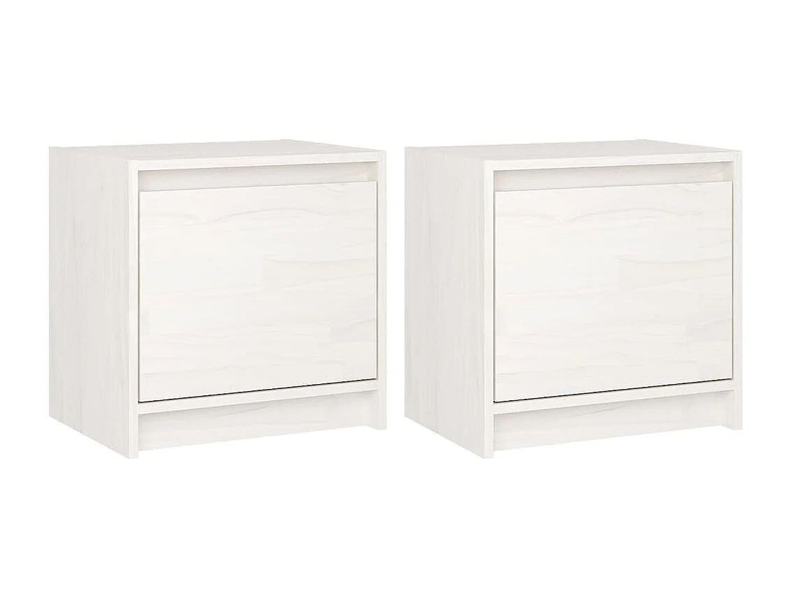 Tables de chevet 2 pcs Blanc 40x30,5x40 Bois de pin massif 2