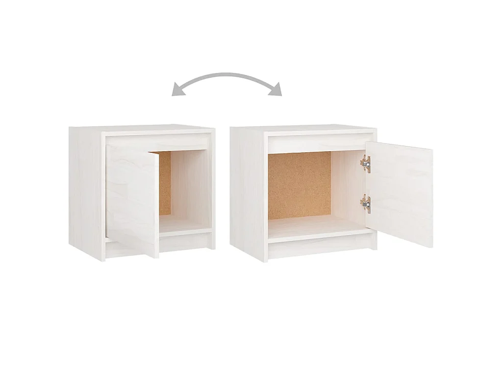 Tables de chevet 2 pcs Blanc 40x30,5x40 Bois de pin massif 2