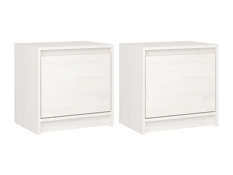 Tables de chevet 2 pcs Blanc 40x30,5x40 Bois de pin massif 2