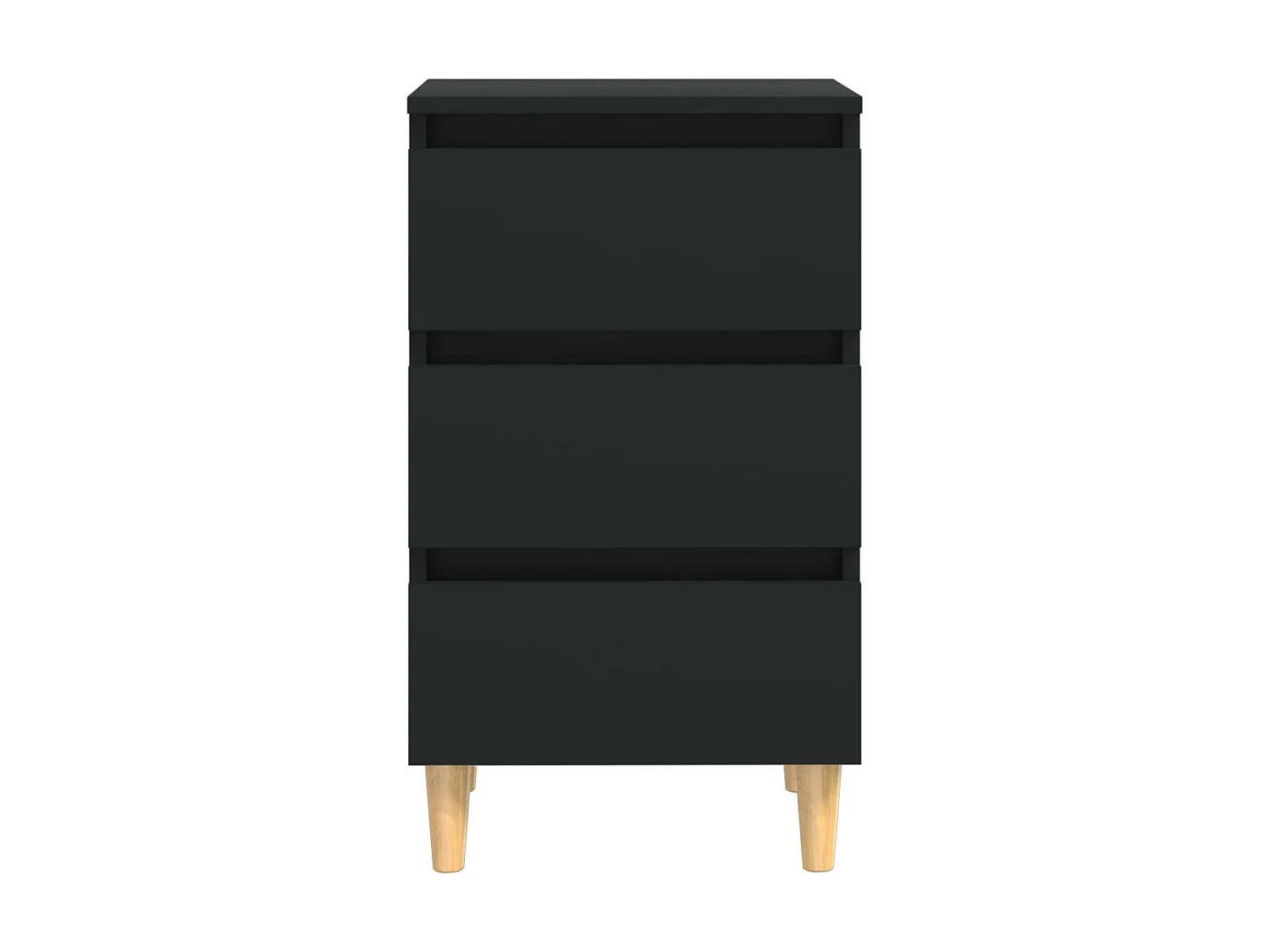 Tables de chevet avec pieds en bois 2 pcs Noir 40x35x69