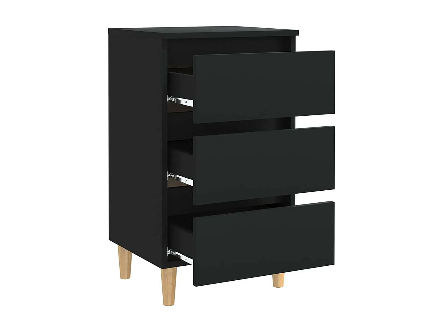 Tables de chevet avec pieds en bois 2 pcs Noir 40x35x69
