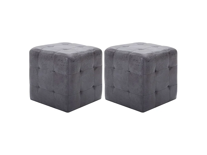 2 pcs Tables de chevet Gris 30x30x30 Similicuir daim