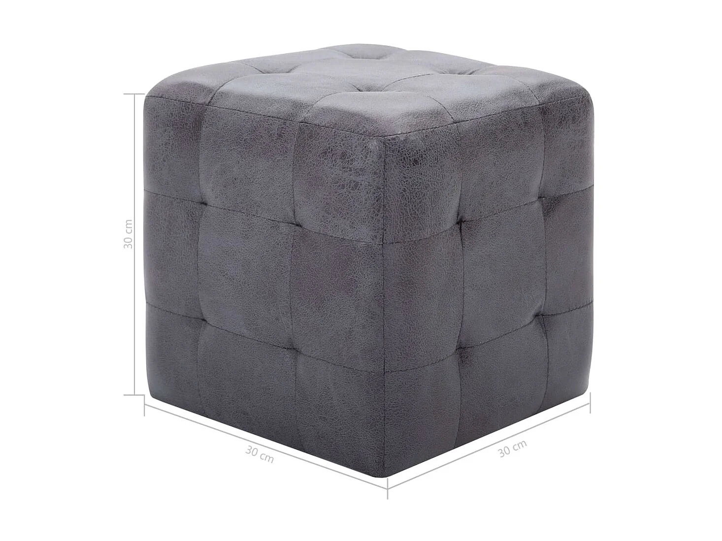 2 pcs Tables de chevet Gris 30x30x30 Similicuir daim