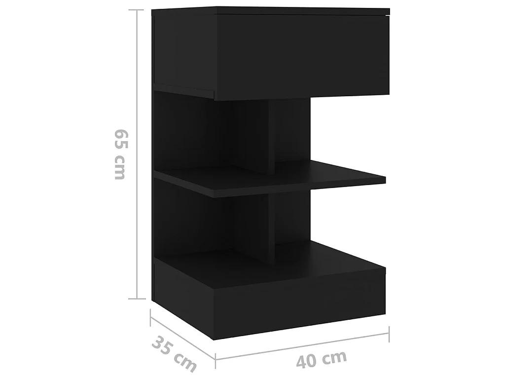 Tables de chevet 2 pcs Noir 40x35x65