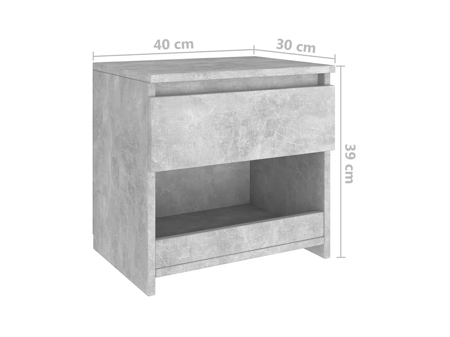 Tables de chevet 2 pcs Gris béton 40x30x39