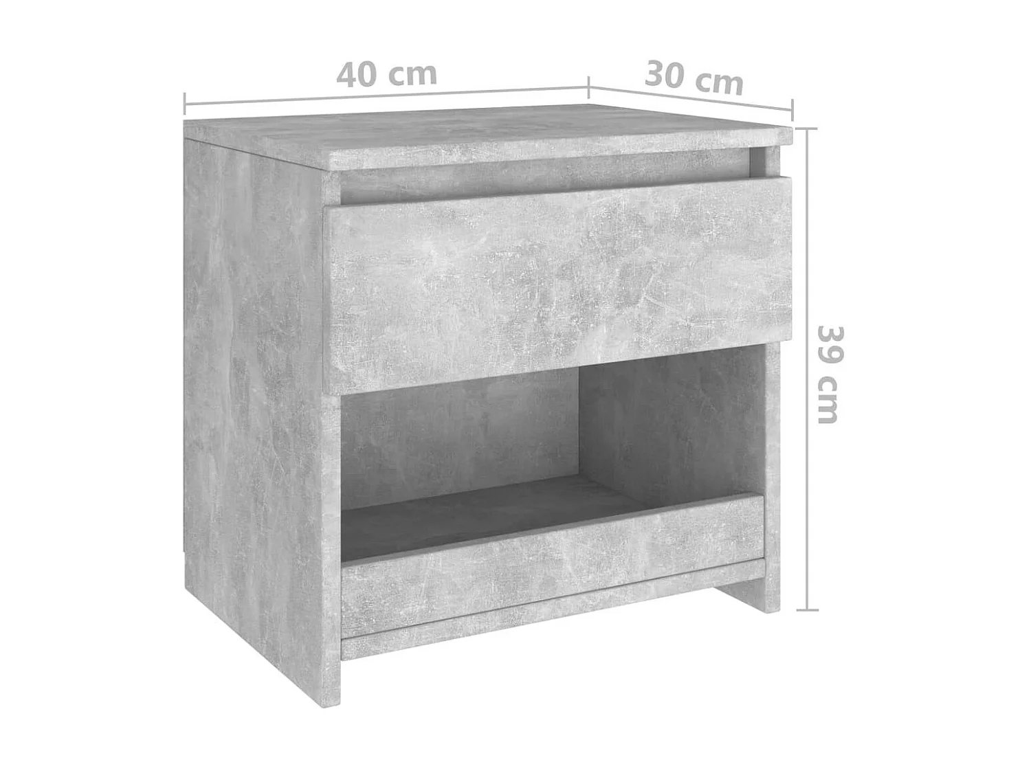 Tables de chevet 2 pcs Gris béton 40x30x39