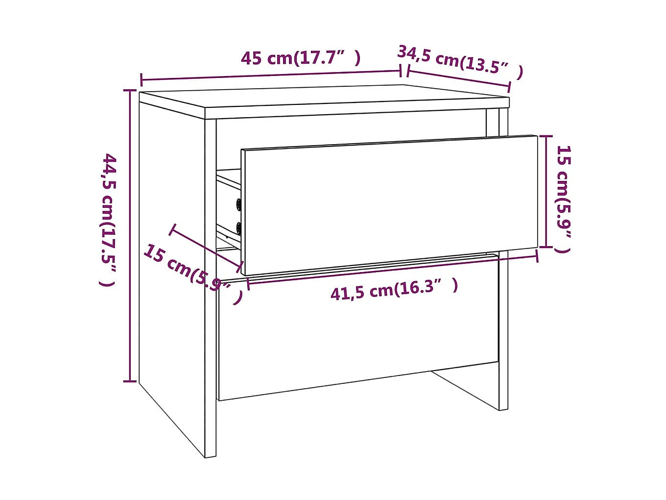 Tables de chevet 2 pcs Blanc 45x34,5x44,5