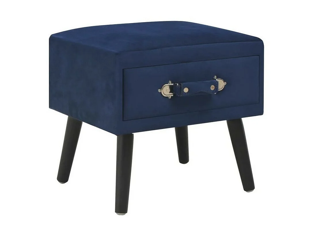 Table de chevet velours bleu et pieds pin massif Twilly