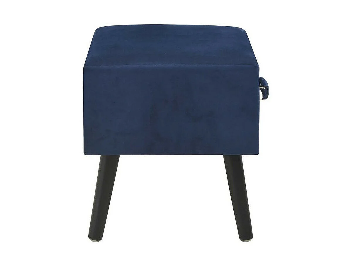 Table de chevet velours bleu et pieds pin massif Twilly