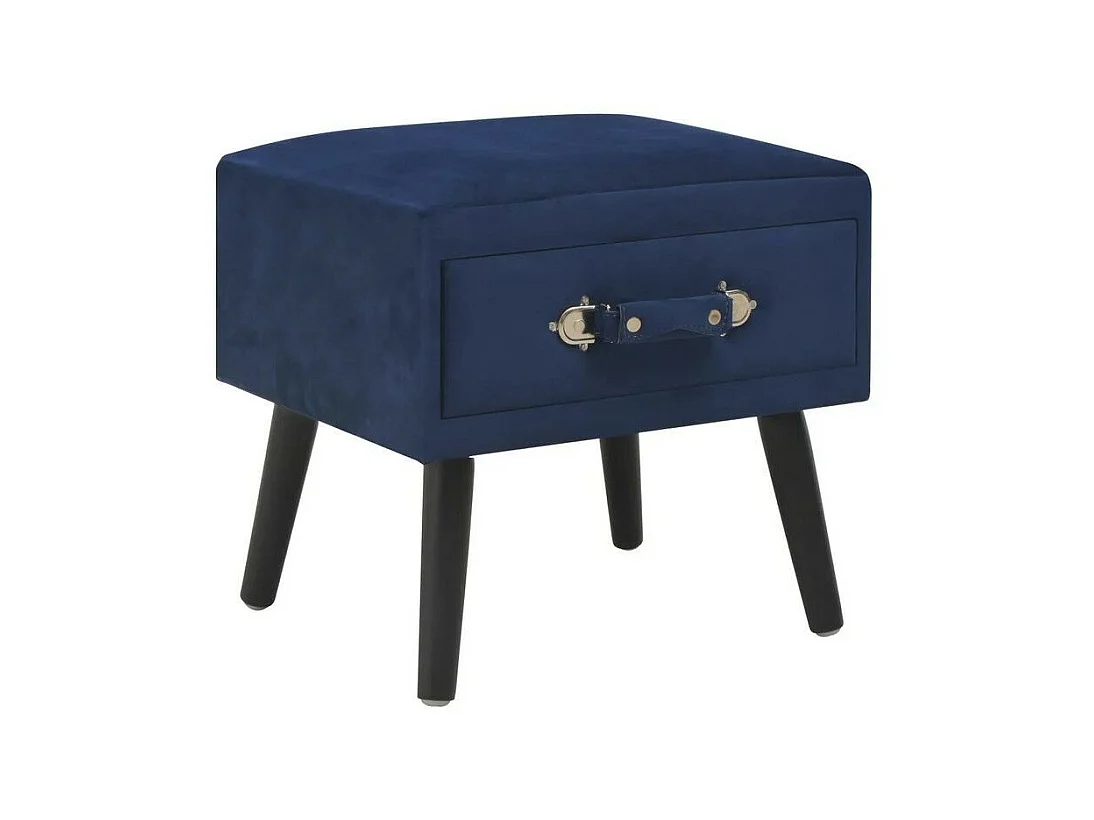 Table de chevet velours bleu et pieds pin massif Twilly