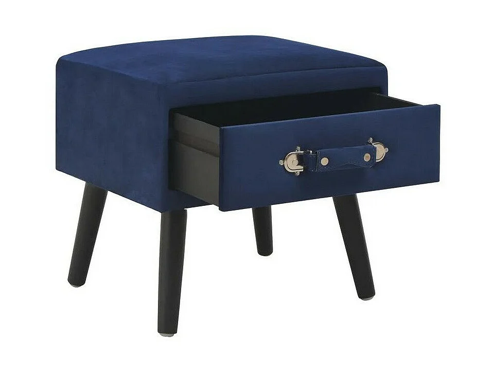 Table de chevet velours bleu et pieds pin massif Twilly