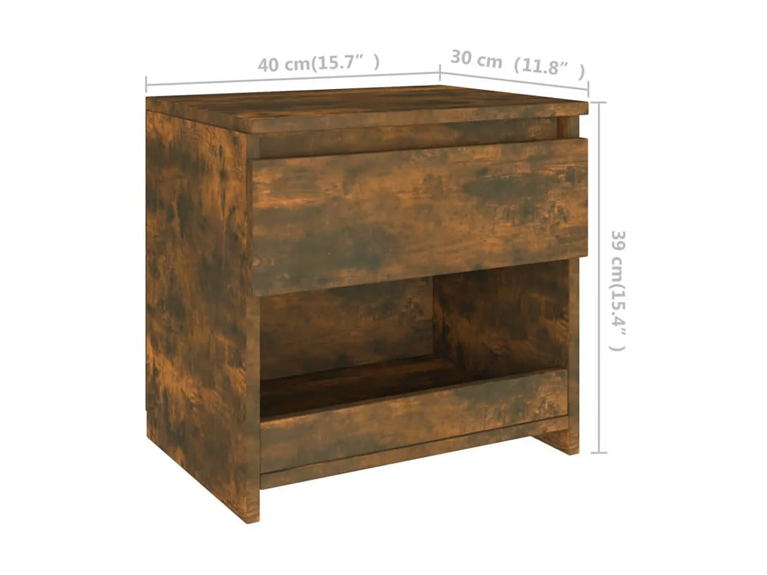 Table de chevet Chêne fumé 40x30x39 Bois d'ingénierie