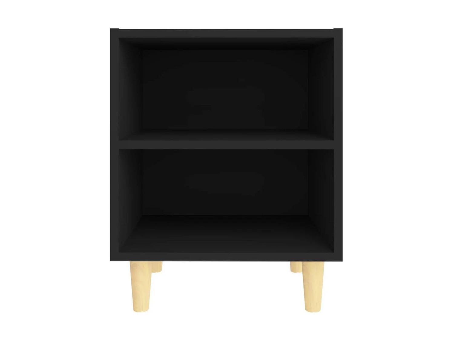 Table de chevet avec pieds en bois massif Noir 40x30x50 2