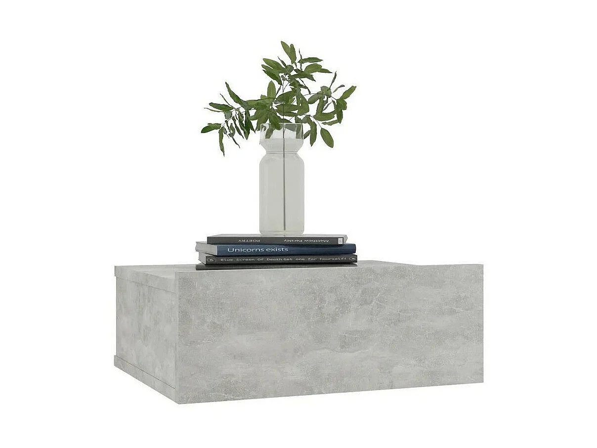 Table de chevet suspendue 1 tiroir bois effet béton Komen