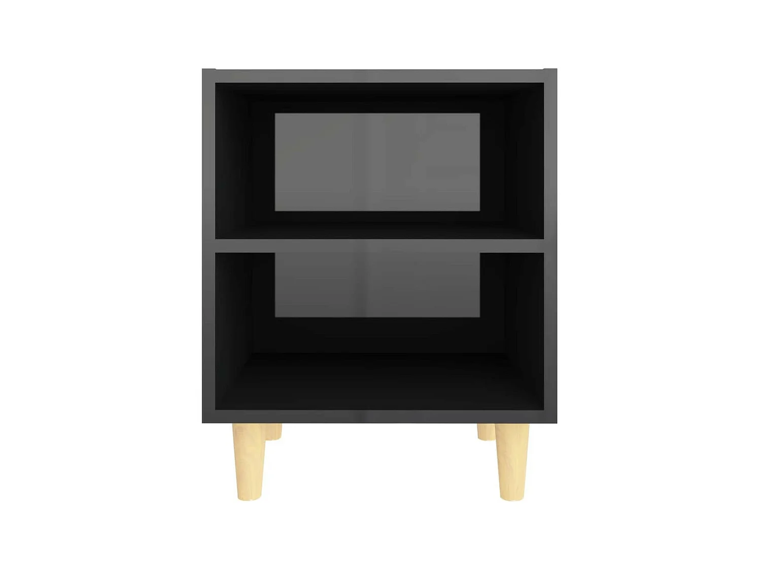 Table de chevet avec pieds en bois Noir brillant 40x30x50 2