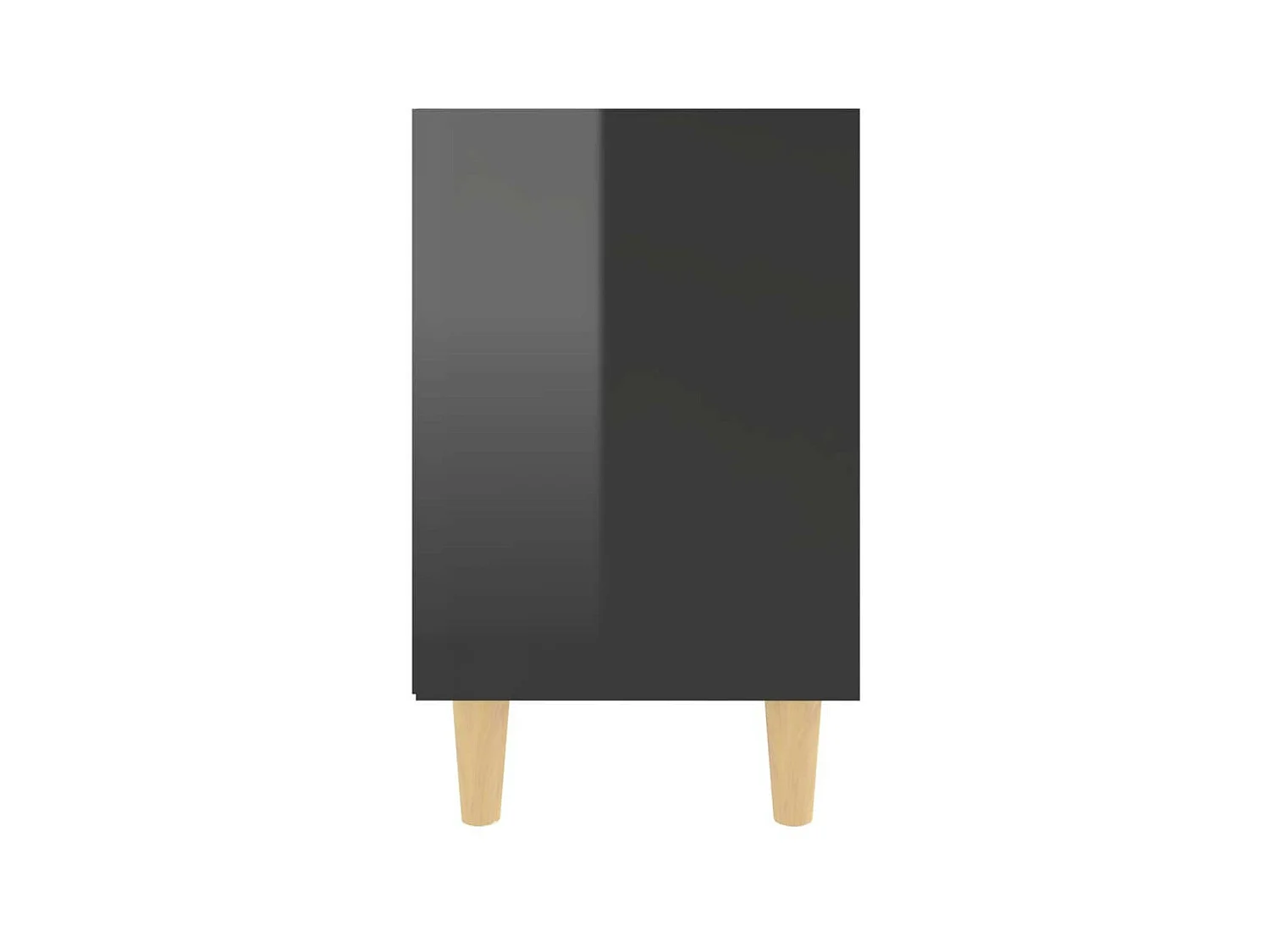 Table de chevet avec pieds en bois Noir brillant 40x30x50 2