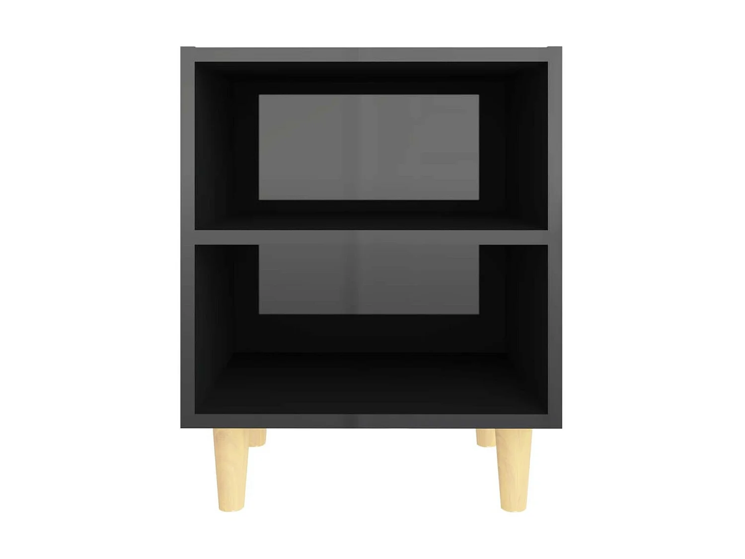 Table de chevet avec pieds en bois Noir brillant 40x30x50 2
