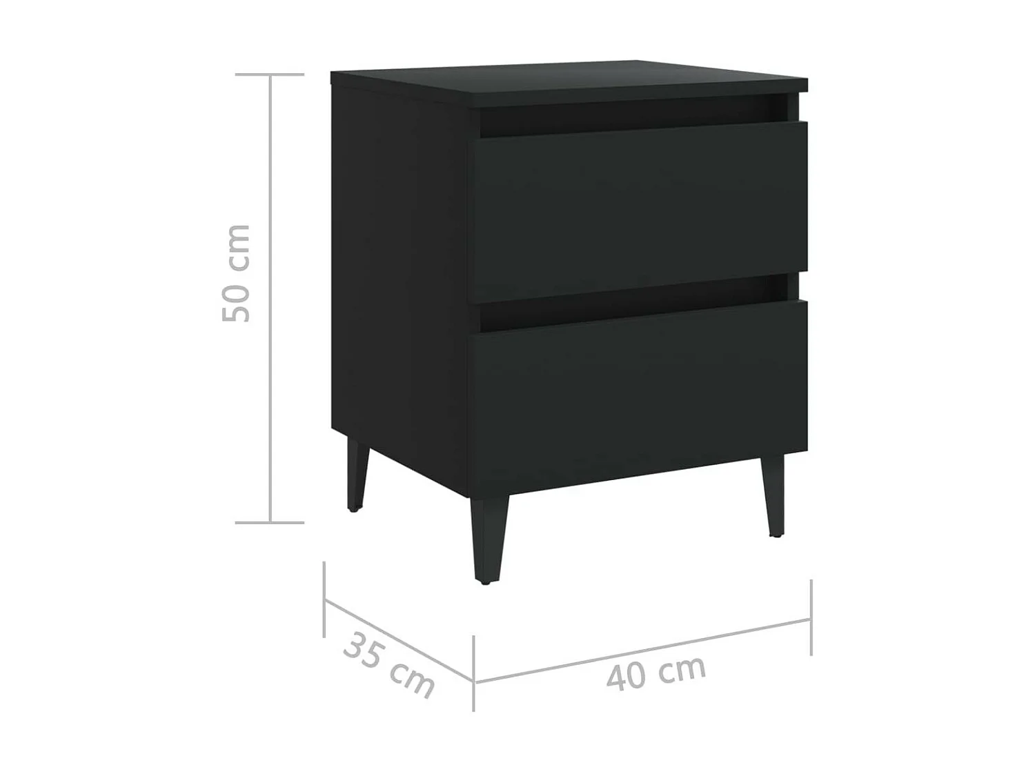 Table de chevet Noir 40x35x50