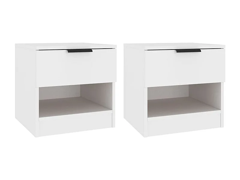 Tables de chevet 2 pcs Blanc Bois d'ingénierie 3