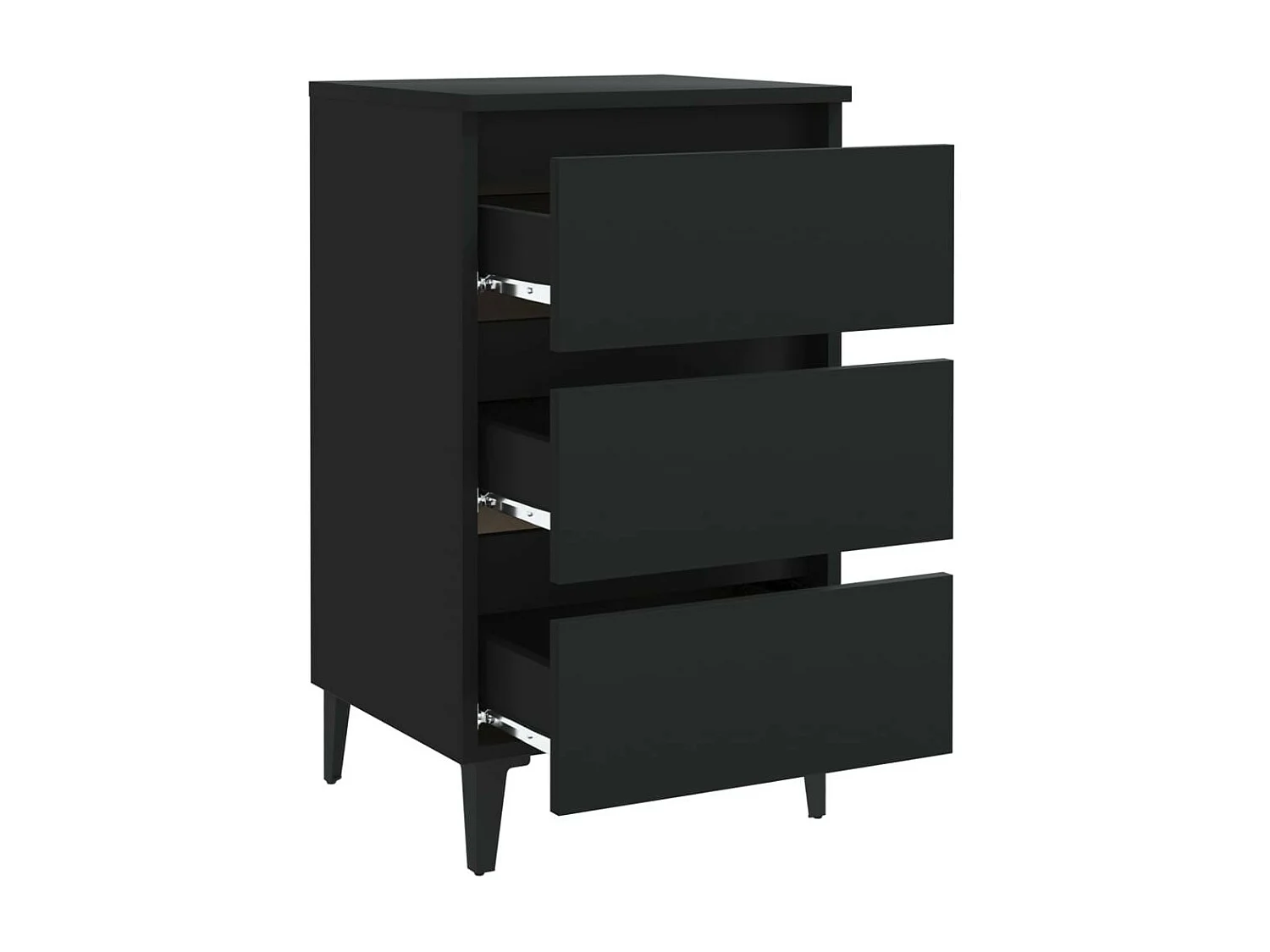 Table de chevet avec pieds en métal Noir 40x35x69