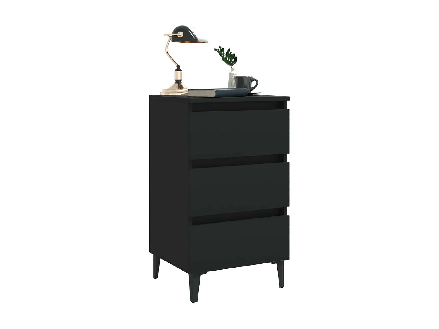 Table de chevet avec pieds en métal Noir 40x35x69