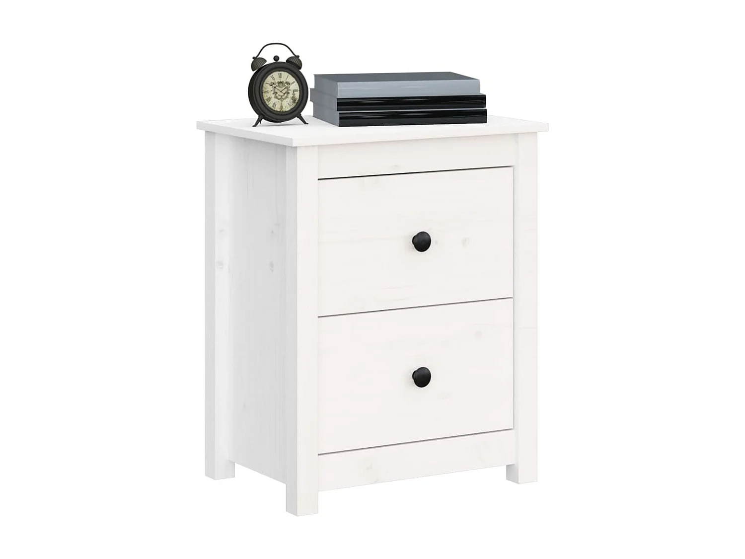 Table de chevet Blanc 50x35x61,5 Bois de pin massif