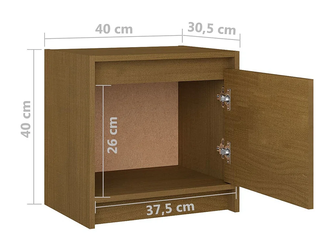 Table de chevet Marron miel 40x30,5x40 Bois de pin massif 2