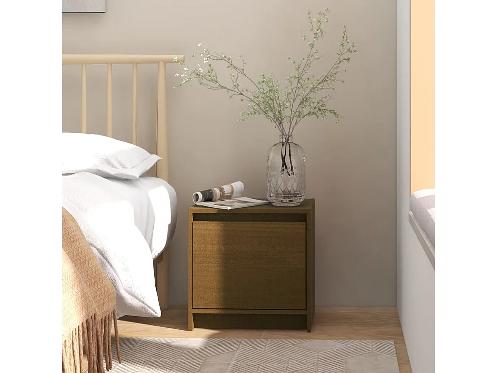 Table de chevet Marron miel 40x30,5x40 Bois de pin massif 2