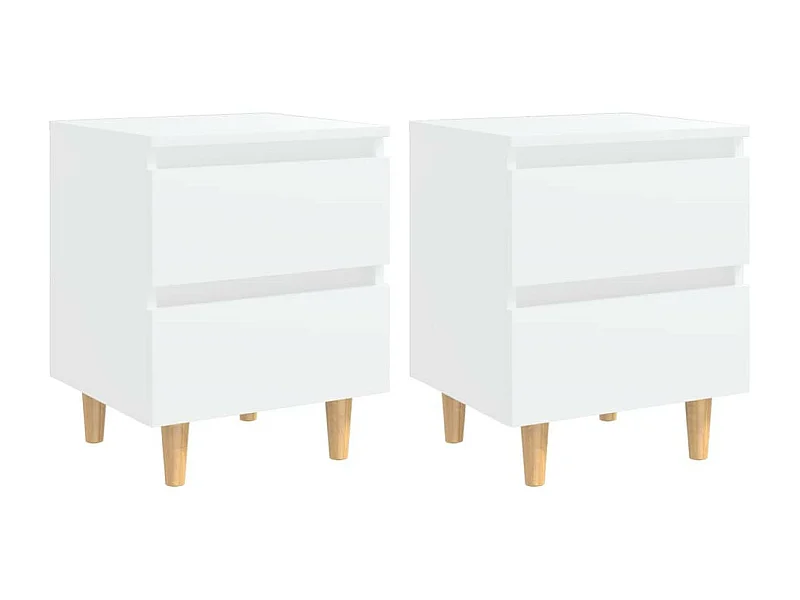 Tables de chevet avec pieds en pin Blanc 40x35x50 - Lot de 2