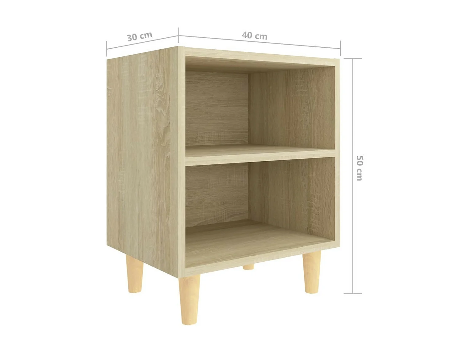 Table de chevet avec pieds en bois Chêne sonoma 40x30x50 2