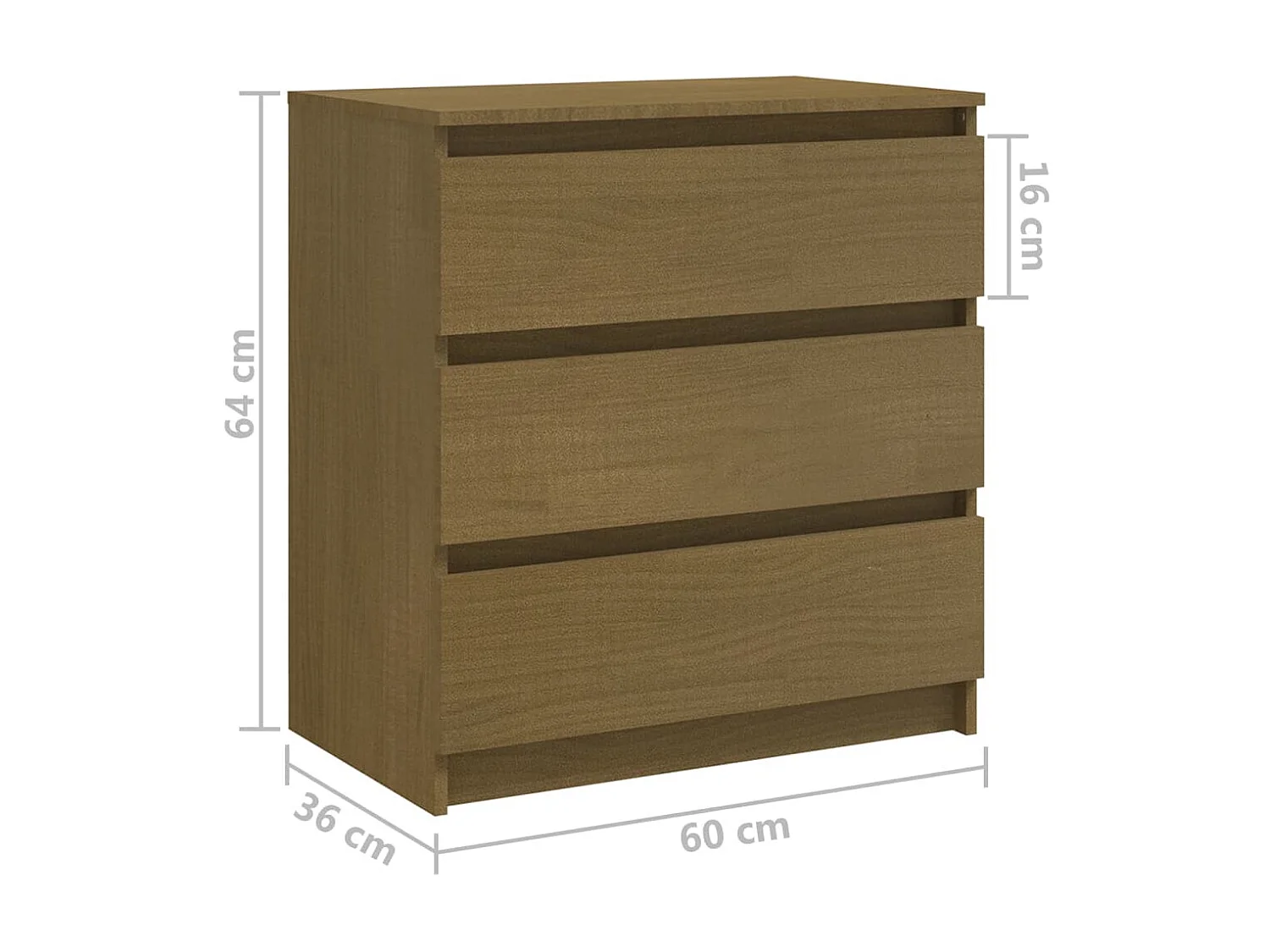 Table de chevet Marron miel 60x36x64 Bois de pin massif