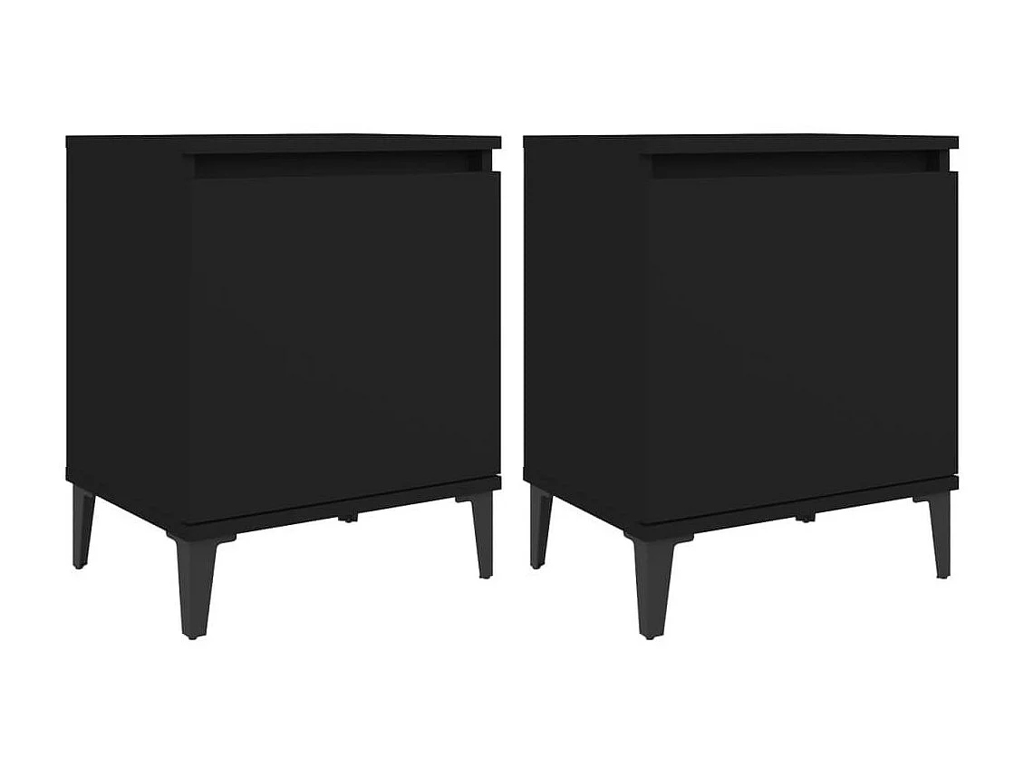 Tables de chevet avec pieds en métal 2 pcs Noir 40x30x50