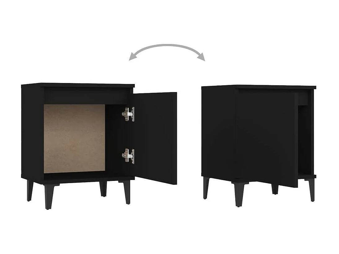 Tables de chevet avec pieds en métal 2 pcs Noir 40x30x50